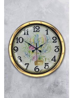 Kasva Concept Hediyelik 40 cm Gold Metal Balloon Duvar Saati