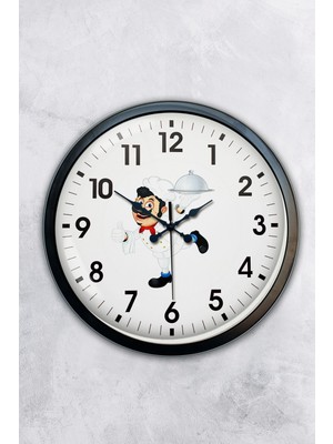 Kasva Concept 40 cm Siyah Metal Aşçı Mutfak Duvar Saati