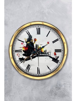 Kasva Concept Hediyelik 40 cm Gold Metal Basketbol Duvar Saati