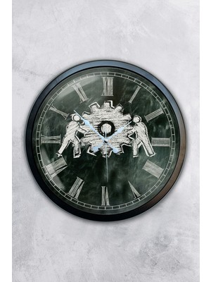 Kasva Concept Hediyelik 40 cm Siyah Metal Çarklı Duvar Saati