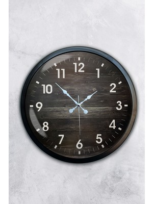 Kasva Concept Hediyelik 40 cm Siyah Metal Ahşap Sayı Duvar Saati