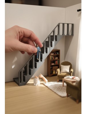 Esa Gaming 1/18 Ölçek Dekoratif Mini Merdiven | Oyun, Diorama ve Koleksiyon Için