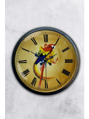 Kasva Concept Hediyelik 40 cm Siyah Metal Papağan Duvar Saati