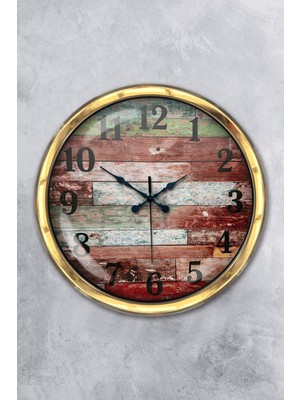 Kasva Concept Hediyelik 40 cm Gold Metal Kütük Duvar Saati