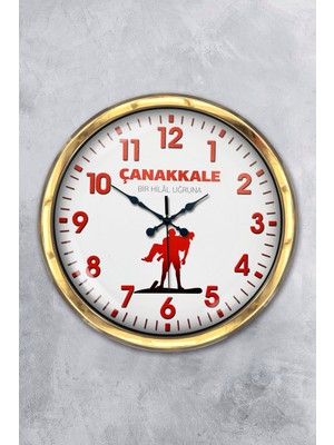Kasva Concept 40 cm Gold Metal Çanakkale Anısına Duvar Saati