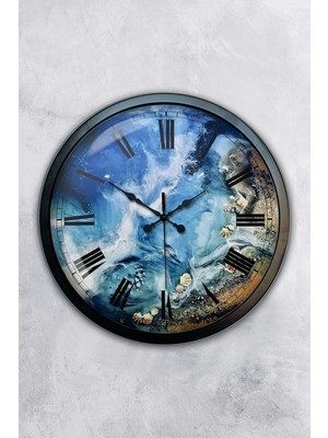 Kasva Concept Hediyelik 40 cm Siyah Metal Sea Duvar Saati