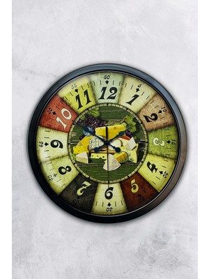 Kasva Concept Hediyelik 40 cm Siyah Metal Breakfeast Duvar Saati