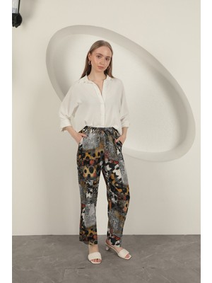 End Black Store Viskon Kumaş Geniş Paça Siyah Kadın Pantolon