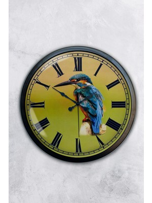 Kasva Concept Hediyelik 40 cm Siyah Metal Kuş Duvar Saati