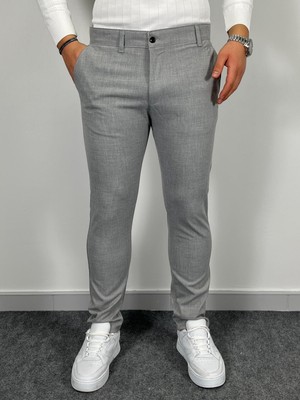 Erkek Havanna Slim Fit Kalıp Kumaş Pantolon - Gri
