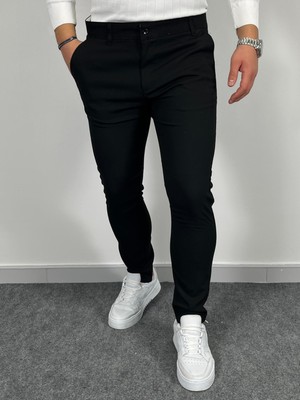 Erkek Havanna Slim Fit Kalıp Kumaş Pantolon - Siyah