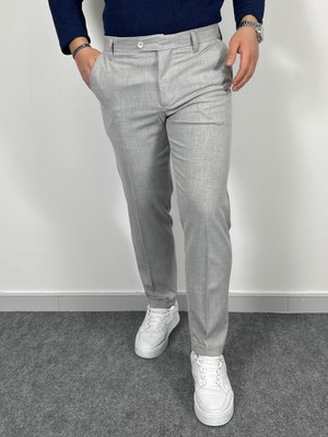 Erkek Havanna Premium Duble Paça Regular Kalıp Kumaş Pantolon - Gri