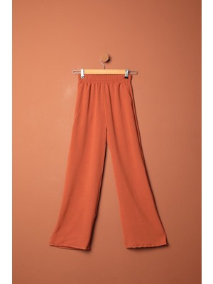 End Black Store Aerobin Kumaş Bol Paça Kiremit Kadın Pantolon