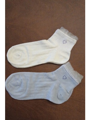 TrendyChic Kalp Detaylı  Tül Fırfırlı Çorap