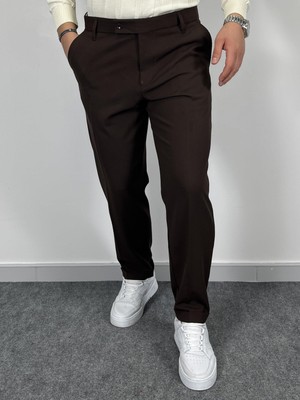 Erkek Havanna Premium Duble Paça Regular Kalıp Kumaş Pantolon - Kahverengi