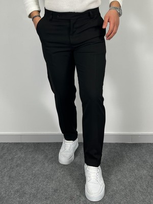 Erkek Havanna Premium Duble Paça Regular Kalıp Kumaş Pantolon - Siyah