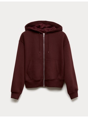 Marks & Spencer Pamuk Karışımlı Fermuarlı Kapüşonlu Hırka