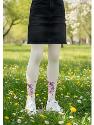 Pink Bunny %80 Pamuklu Kız Çocuk "uçan Balon" Nakışlı ve Puantiyeli Pamuklu Külotlu Çorap