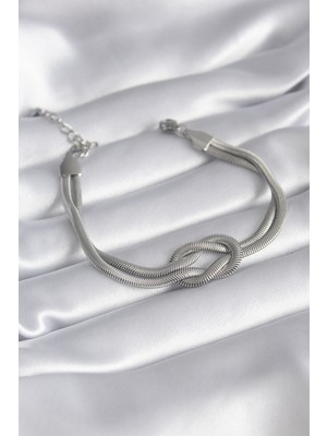 Asel Aksesuarcı 316L Çelik Çelik Gold Renk Italyan Zincir Düğüm Model Kadın Bileklik