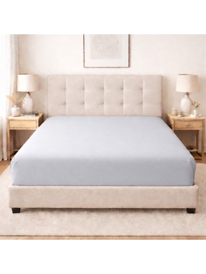 Lila Moon Gri Renkli Pamuklu Penye Kumaştan Tek/çift Kişilik Lastikli Fitted Çarşaf