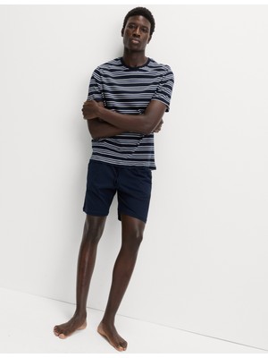 Marks & Spencer Saf Pamuklu Çizgili Pijama Takımı