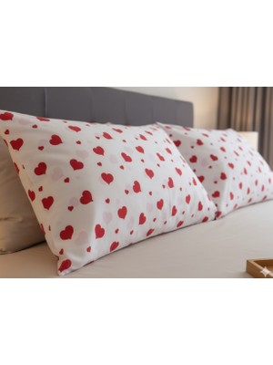 Taç Sevgililer Günü Yastık Kılıfı Seti. 2 Adet 50X70 Cm. %100 Pamuk