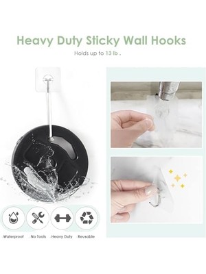 10 Adet Şeffaf Duvar Askısı Iz Bırakmayan Güçlü Yapışkanlı Kapı Arkası Banyo Mutfak Düzenleyici Metal Kanca Askılık