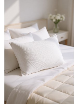Mona Yatak Doğal Kapok Kumaşlı Yastık 50X70 cm – Terletmeyen, Boncuk Silikon Dolgu, Fermuarlı