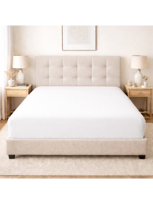 Lila Moon Beyaz Renkli Pamuklu Penye Kumaştan Tek/çift Kişilik Fitted Çarşaf