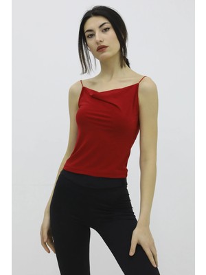 End Black Store İp Askılı Kadın Bluz Kırmızı P-019894