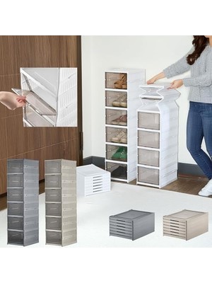 6 Katlı, Katlanabilir, Taşınabilir Çok Amaçlı, Geniş, Katlanabilir Dolap ve Raf, Katlanır Taşınabilir Premium Portatif Organizer (25,5cm x 34,5cm x 105,5CM) (Beyaz)