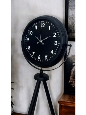 urfakent bilişim ve medya danışmanlık Royal Black Tripod Ayaklı Modern Tasarım Saat