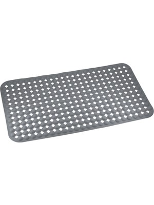 Premium Serisi Banyo - Küvet Içi Kaydırmaz Vantuzlu Yuvarlak Desenli Diktördgen Paspas 66,5 x 36,5 Cm, Gri