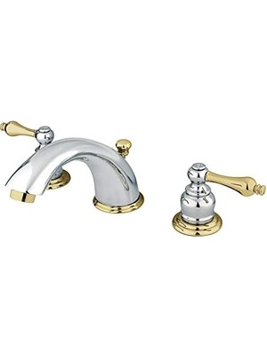 KB974AL Viktorya Dönemi Yaygın Metal Kollu Lavabo Bataryası, Cilalı Krom ve Cilalı Pirinç