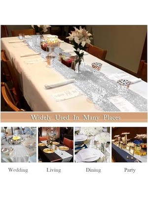 Masa Örtüsü, 30X180CM Parlak Kumaş Masa Şeridi Dekorasyonu, Payetli Masa Örtüsü, Şık Parti Malzemeleri Için Tatil Düğün Doğumgünü Açık Hava Parti Dekoru