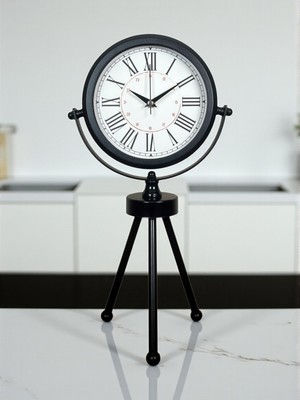 urfakent bilişim ve medya danışmanlık Zentime Pure Black Roma Rakamlı Üç Ayaklı Metal Masa Saati