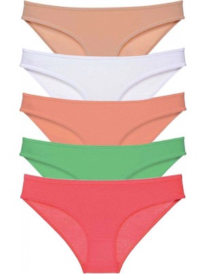 Marsilyan 5 Adet Süper Eko Set Likralı Kadın Slip Külot Ten Beyaz Pudra Yeşil Fuşya