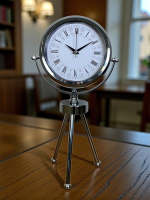 urfakent bilişim ve medya danışmanlık Zentime Asalet Krom Üç Ayaklı Metal Masa Saati