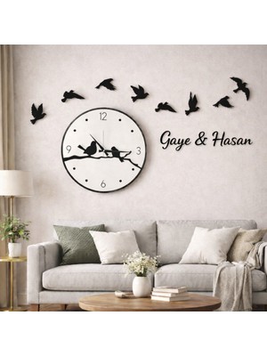 Salon ve Odalar Için Duvar Saati  Kişiye Özel Saat 40 cm Dirno 79