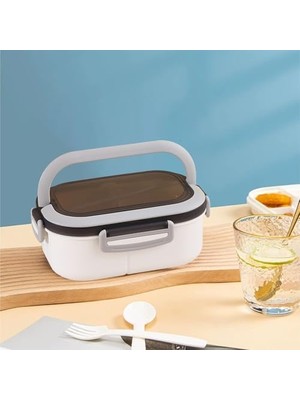 Beslenme Kutusu 1200 Ml, 2 Katlı 6 Bölmeli, Bpa'sız Pp Plastik, Çatal Kaşık Bıçak Dahil, Sefer Tası ve Beslenme Çantası (Beyaz)