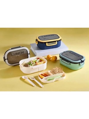 Beslenme Kutusu 1200 ml 2 Katlı 6 Bölmeli Bpa'sız Pp Plastik Sefer Tası ve Beslenme Çantası - Lunch Box, Çatal Kaşık ve Bıçak Dahil Okul Beslenme (Beyaz)