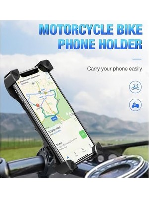Bisiklet Telefon Tutucu, 360° Dönebilen Stabil Motosiklet Telefon Tutucu, 3.5-7 Inç Arası Tüm Telefonlarla Uyumlu Evrensel Telefon Tutucu