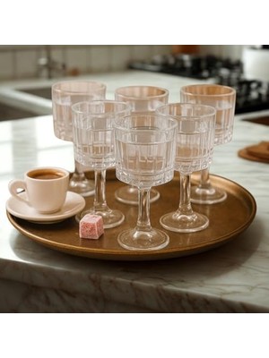 6’lı Ayaklı Cam Kahve Yanı Seti – Şık Tasarımlı, Kristal Görünümlü, Misafir Sunum ve Özel Dtler Için Bardak Takımı