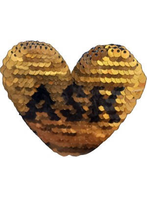 TeknoKapsül Aplike Ütü Ile Yapışan Aşk Yazılı Pullu Sarı Arma 4x4 cm