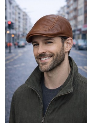 Hakiki Deri Lastikli Ördek Kasket Şapka