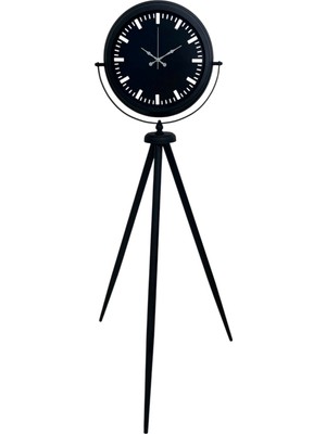 Siyah Lüks Sade Tripod Ayaklı Saat