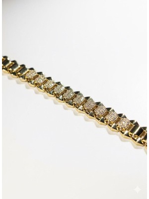 Lovira Taşlı Cuban Bileklik - Altın Kaplama