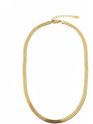 Lovira Yassı Balıksırtı Zincir Kolye - Altın Kaplama