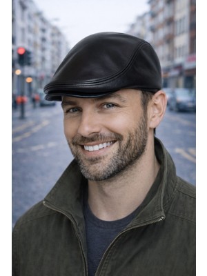 Hakiki Deri Lastikli Ördek Kasket Şapka