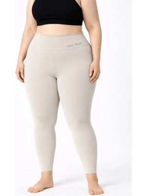 Arben Boutique Yüksek Bel Toparlayıcı Likralı Dalgıç Spor Tayt Esnek Battal Büyük Beden - Taş